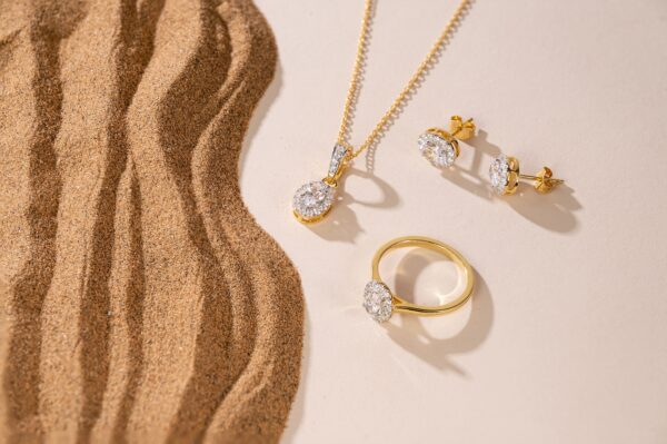 Halo Heart-Shaped Diamond Set (Ring, Pendant & Earrings)
