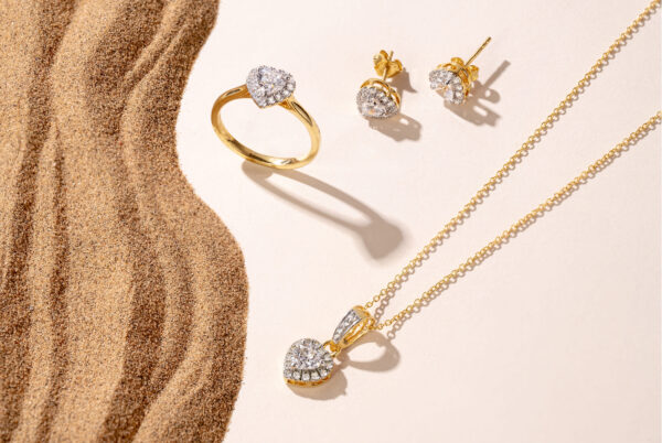 Halo Heart-Shaped Diamond Set (Ring, Pendant & Earrings)