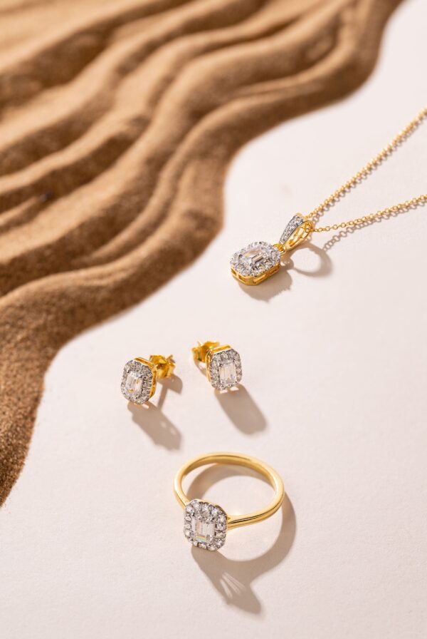 Halo Heart-Shaped Diamond Set (Ring, Pendant & Earrings)